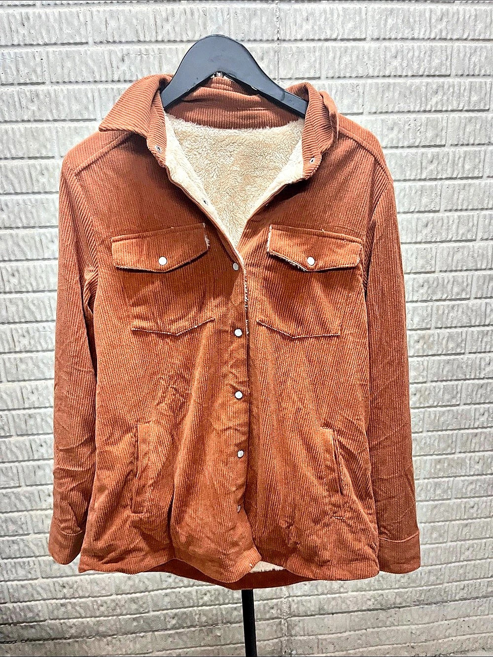 Corduroy Teddy Jacket in Brown Size Medium
